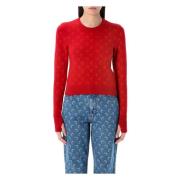 Måne Jacquard Strik Rød Sweater