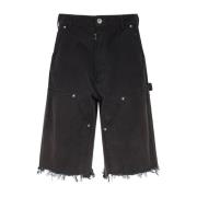 Sort Denim Shorts Med Slid