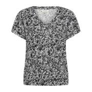 Rose Print V-Hals T-Shirt