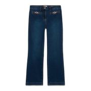 Kick-Flare Jeans med Metal Spænder