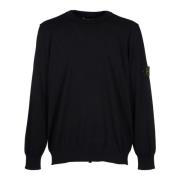 Sort Strikket Crewneck Sweater