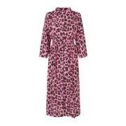 Leopard Print Maxi Kjole Neon Pink