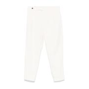 Hvide Tapered Chinos med Flap Lommer