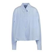 Stribet Button-Down Poplin Skjorte