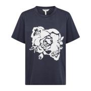 Navy Rose Print Tee