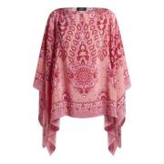 Silke Pink Top med Paisley Mønster