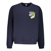 Bomuld crew-neck sweatshirt med logo patch