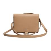 Beige læder crossbody slynge pung