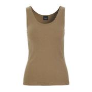 Rib Tank Top Nøddebrun Beige