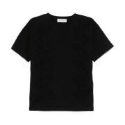 Sort Crew Neck T-shirt med Gennemsigtige Paneler