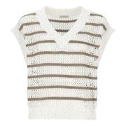 Paillet V-Hals Linen Sweater Ivory