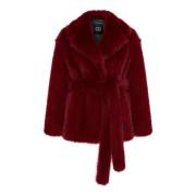 Chic Faux Fur Coat - Red