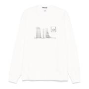 Hvid Sweater Ribbet Crew Neck Langærmet