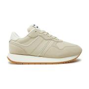 Retro Runner Sneakers - Beige Printet Ruskind