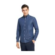 Slim Fit Denim Twill Button Down Skjorte