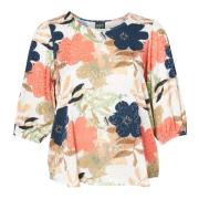 Blomstret Bluse Trud Navy Blå