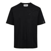 T-shirt nera regular fit i interlock stof