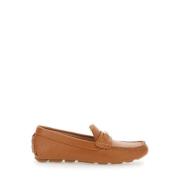 Brune Loafers i læder med logo plakette