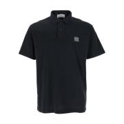 Sort Polo Shirt med Logo Patch