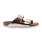 Pink Metallic Copper Leather Sandals