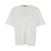 Hvid Logo Broderet T-Shirt Bomuld Mand