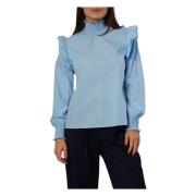 Elegant Ruffled Sky Blue Shirt