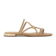 Beige flip-flops med hælrem