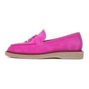 Suede Slip-On Loafers - Pink