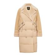 Lang Quiltet Frakke Oversize Stil - Beige