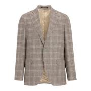 Beige Ternet Struktureret Blazer Regular Fit