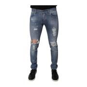 Nedslidte Skinny Denim Jeans med Logo