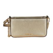 Guld Hammered Læder Crossbody Taske