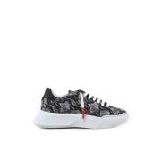 Slangeprint Læder Sneakers Sort Hvid