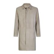 Suede Trench Coat med Hornknapper