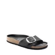 Madrid Big Buckle i sort nubuck sandal