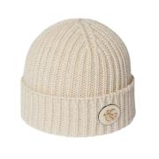 Ribstrikket Beige Uld Beanie Hat