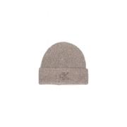 Broderet Ribstrikket Beanie Hat