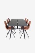 Venture Home - Spisegruppe Sleek med 6 spisebordsstole Polar - Sort - ...