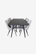 Venture Home - Spisegruppe Sleek med 6 spisebordsstole Velvet Deluxe -...