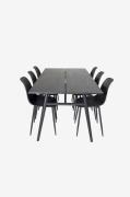 Venture Home - Spisegruppe Sleek med 6 spisebordsstole Polar - Sort - ...