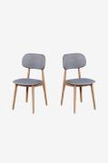Wood Furniture - Spisebordsstol sæt med to Bari, lysegrå - Brun - Stol...