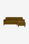 Dorel Home - 3-personers sovesofa med chaiselong Celine - Gul - Soveso...