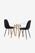 Venture Home - Spisegruppe Danburi med 2 spisebordsstole Polar - Hvid ...