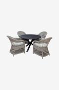 LifestyleGarden - Bord Ø 112 cm & 4 stk Marbella-stole - Sort - Spiseg...