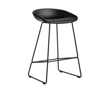 HAY About a Stool (AAS 39) - Sort Sierra Læder/Sort Stel - 65cm / Plas...