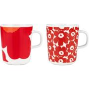 Marimekko Iso Unikko + Pikkuinen Unikko krus 2-pack, hvid/rød