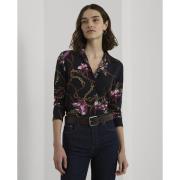 Lauren Ralph Lauren Classic Fit Print Crepe Shirt Kvinde Navy Langærme...