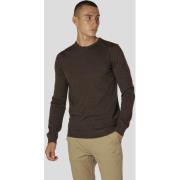 Clean Cut Copenhagen Merino Wool Crew Mand Brown Melangè Sweaters Str ...