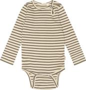 PETIT PIAO Body L/S Modal Striped Str 80 cm - Chocolate Brown/d Langær...