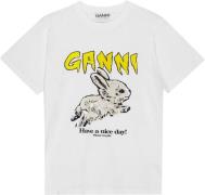 Ganni Basic Jersey Bunny Relaxed Tshirt Kvinde Bright White Kortærmede...